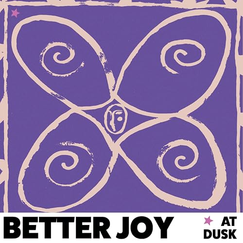 Purple album cover with a stylized beige butterfly drawing and text Better Joy.