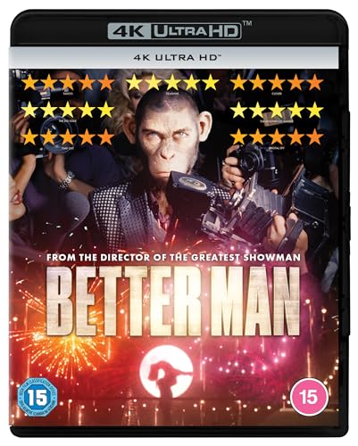 “Better Man” 4K UHD Blu-ray cover featuring a man surrounded by paparazzi.