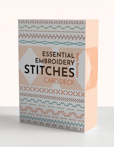 A deck of cards showing various embroidery stitches with illustrations and text.