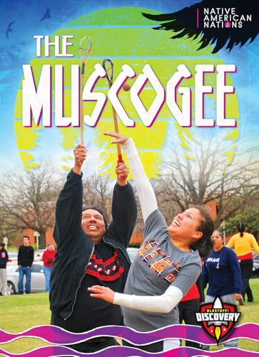 Book cover featuring lacrosse players and text “The Muscogee.”