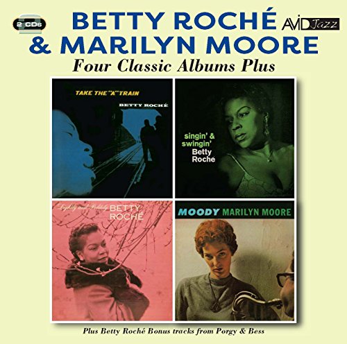 A pale yellow CD cover featuring four album covers of female jazz singers.