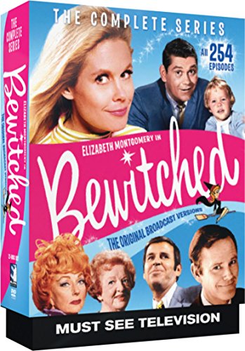 Bewitched" DVD cover featuring Elizabeth Montgomery and Dick York, with other cast photos.