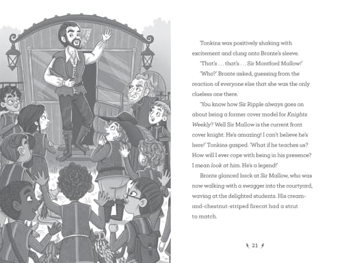 Black and white illustration of students looking at a man speaking.