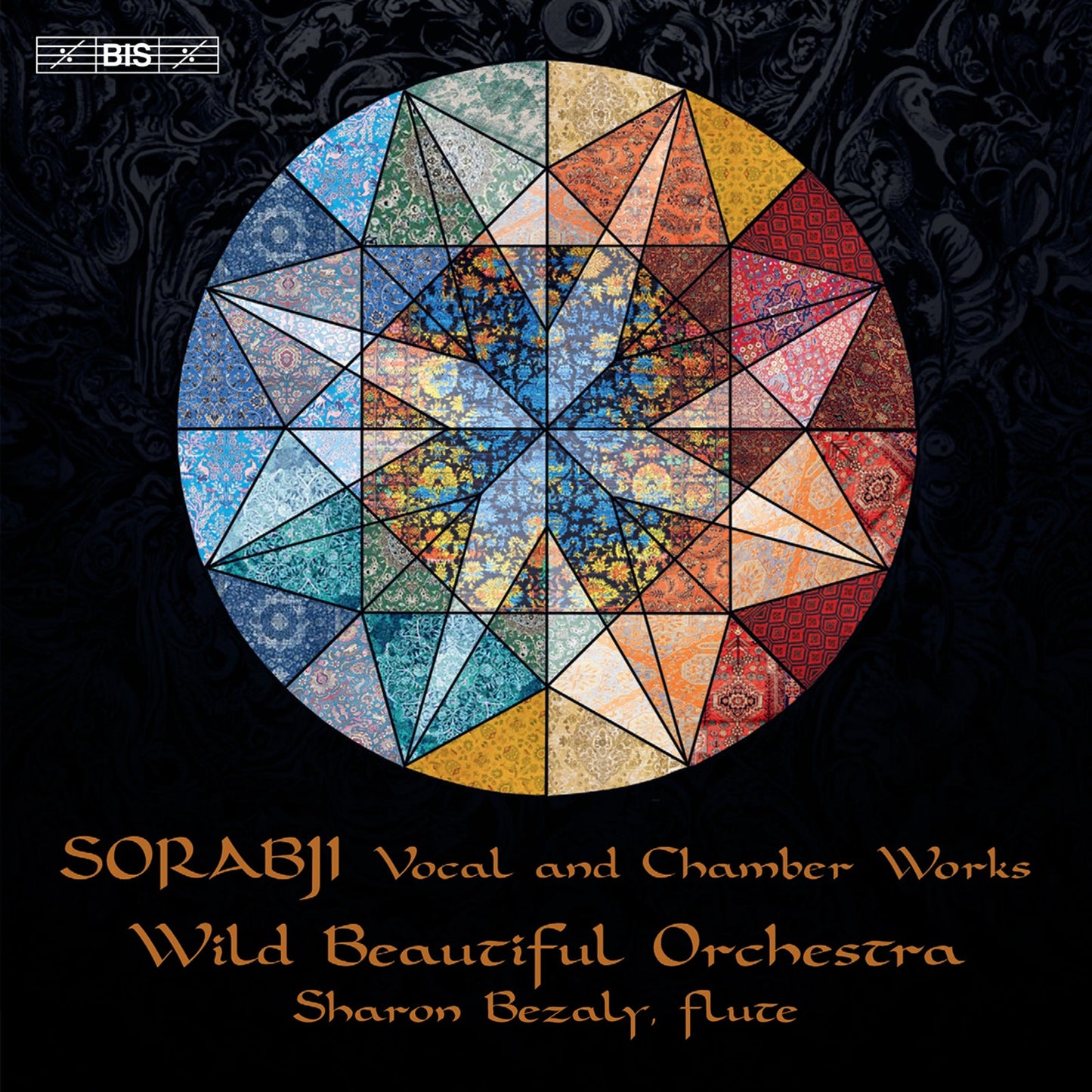CD cover: colorful geometric design with "Sorabji Vocal and Chamber Works.