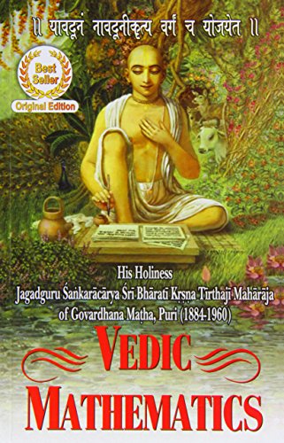 Book cover: “Vedic Mathematics” with image of a seated man writing.