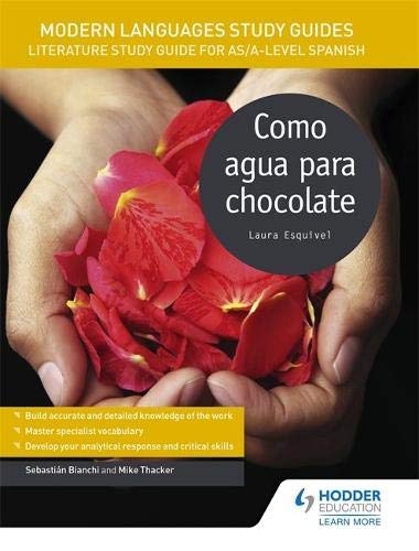 Study guide cover for “Como agua para chocolate” with red roses.