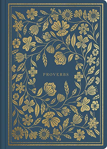 Blue journal cover with gold floral illustrations and the word Proverbs in the center.