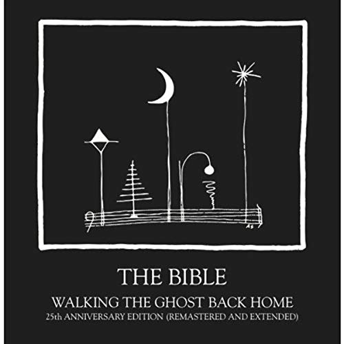 Black album cover with white line drawing of landscape and text.