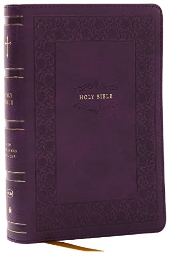 Purple leathersoft Bible with gold edges and the words "HOLY BIBLE".