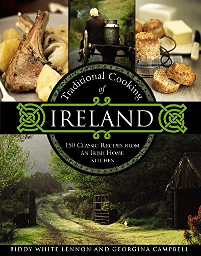Cookbook cover featuring Irish food, landscapes, and Celtic knotwork design.