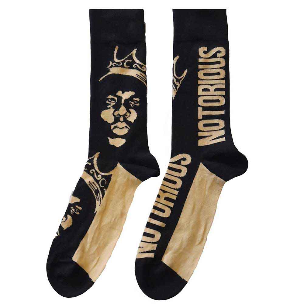 Ankle socks featuring a gold crown design, likely referencing Biggie Smalls.