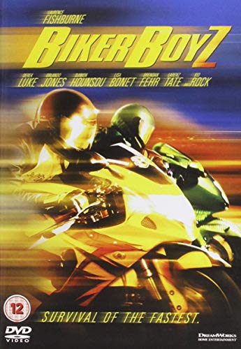 Biker Boyz" DVD cover featuring two motorcyclists in yellow and green.