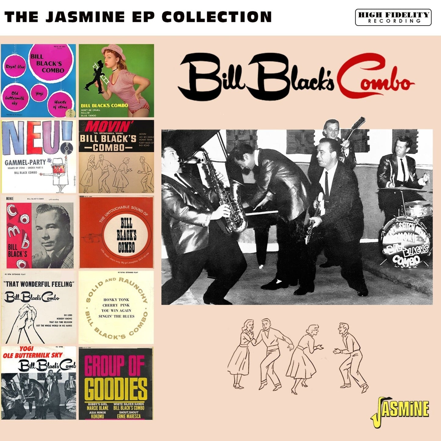 CD cover for Bill Black's Combo EP collection, featuring band photos and record art.