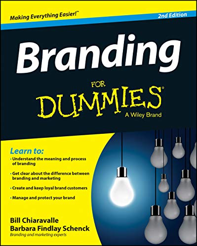 Book cover: "Branding for Dummies," 2nd Edition, with lightbulbs.