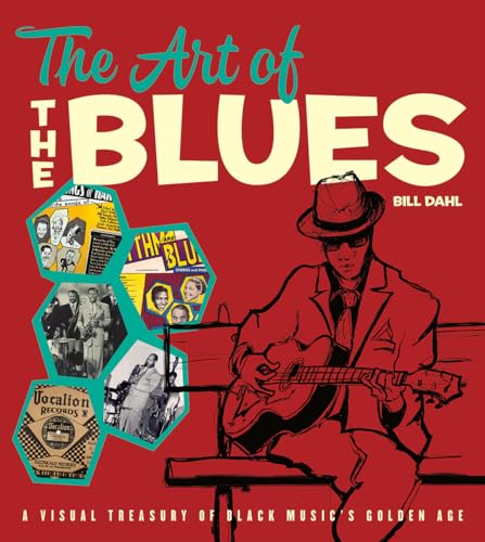 Book cover: illustration of a blues musician with vintage record images.