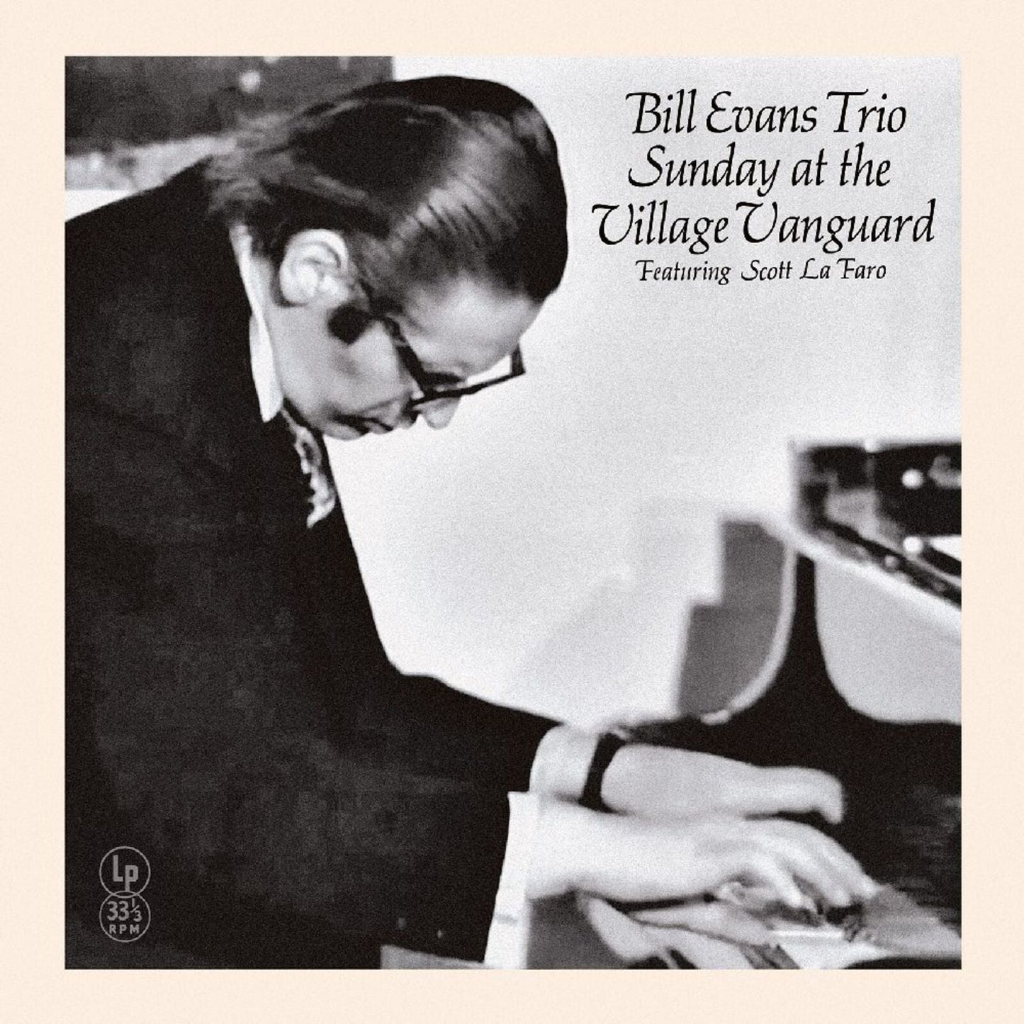 Black and white album cover featuring pianist Bill Evans at the piano.