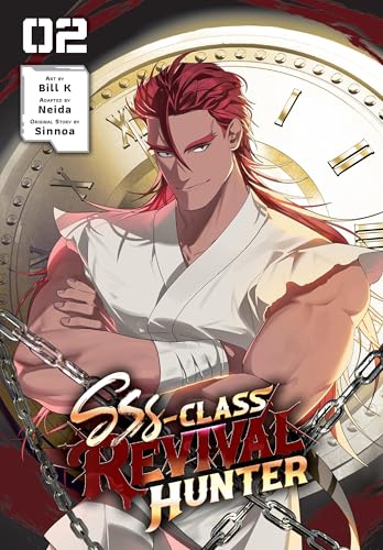 Manga cover featuring a muscular man with red hair and a clock background.
