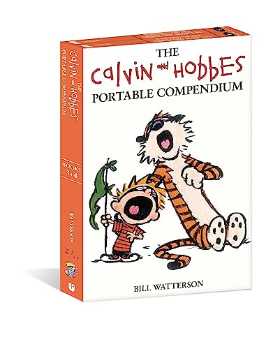 Colourful comic book pages featuring Calvin and Hobbes in various humorous situations and poses.