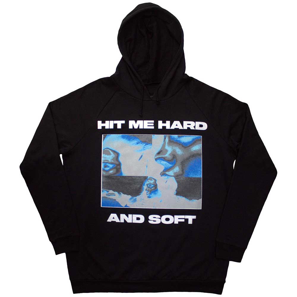 Black Billie Eilish hoodie, small size, with negative image design.