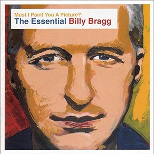 CD cover featuring a painted portrait of Billy Bragg with orange and red hues.