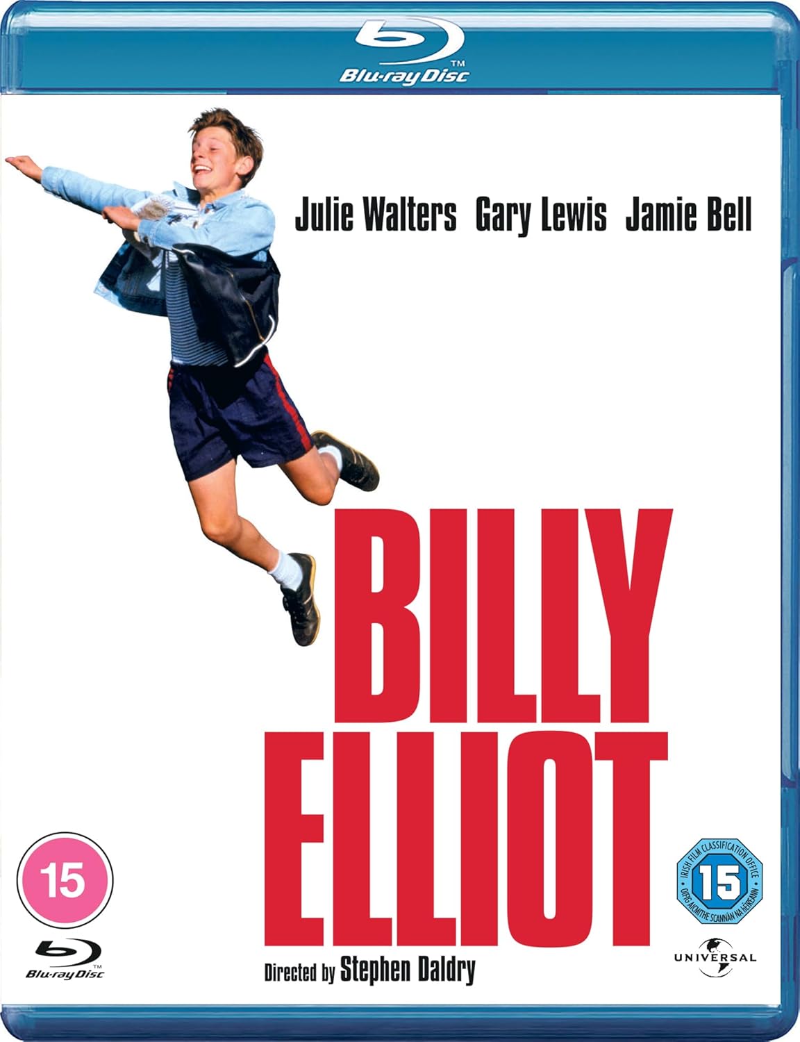 Billy Elliot" Blu-ray cover featuring Jamie Bell mid-jump in boxing gear.