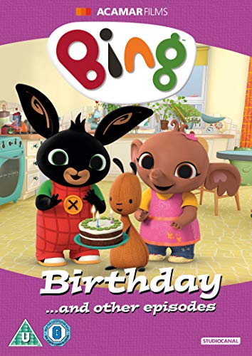Bing and Flop with a birthday cake on a DVD cover.