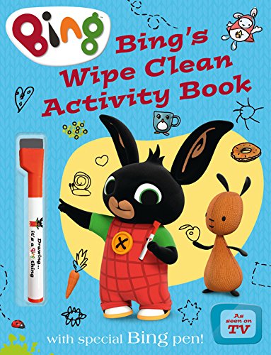 Bing bunny character on cover of a wipe-clean activity book.