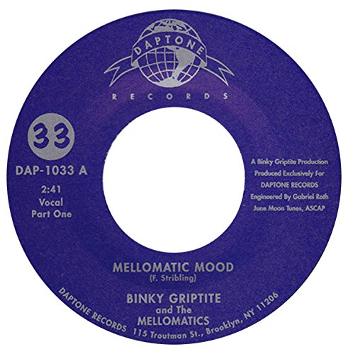 Purple Daptone Records vinyl label for Binky Griptite and The Mellomatics, Mellomatic Mood.