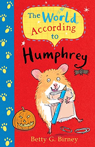 Book cover: hamster Humphrey holding a pencil, pumpkin, and eraser.