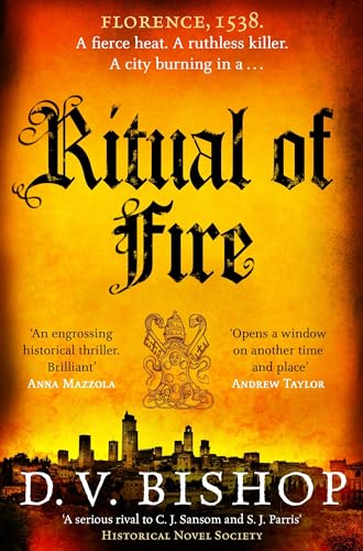 Book cover for Ritual of Fire by D.V. Bishop featuring a fiery orange cityscape.