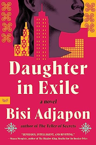 Book cover: “Daughter in Exile” by Bisi Adjaapon, featuring a woman’s profile.