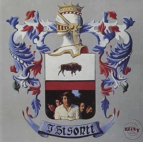 CD cover: heraldic shield with bison, knight’s helmet, and band photo.