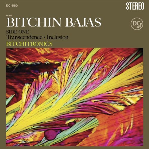 Vinyl record cover for Bitchin Bajas’ “Bitchitronics” with abstract colorful art.