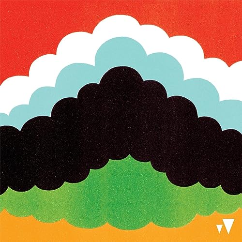 CD cover with abstract, layered shapes in red, black, green, and blue.