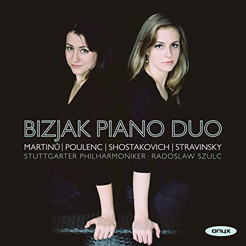 CD cover featuring two women and text “Bizjak Piano Duo”.