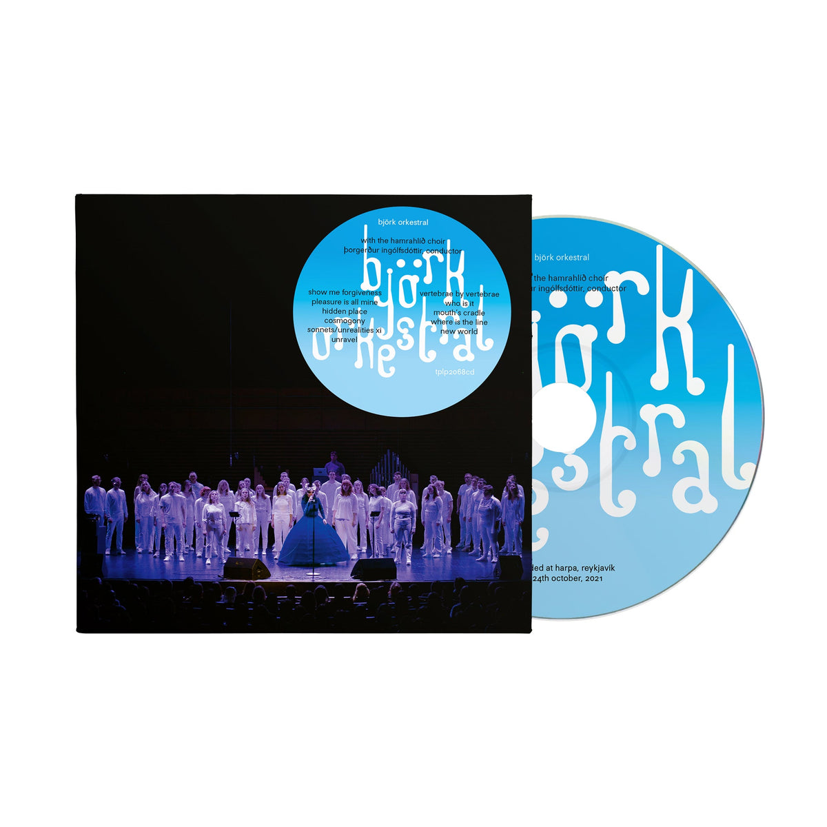Björk Orkestral CD with cover image of a choir on stage.