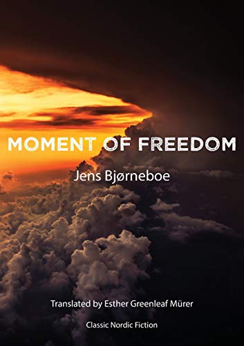 Book cover: “Moment of Freedom” with a sunset and clouds background.