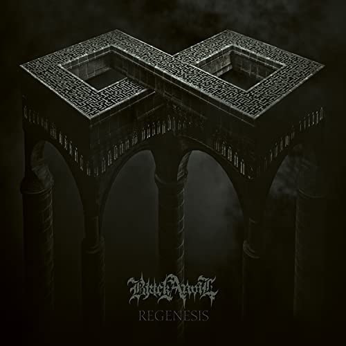 Dark album cover featuring a stone maze structure and band logo.