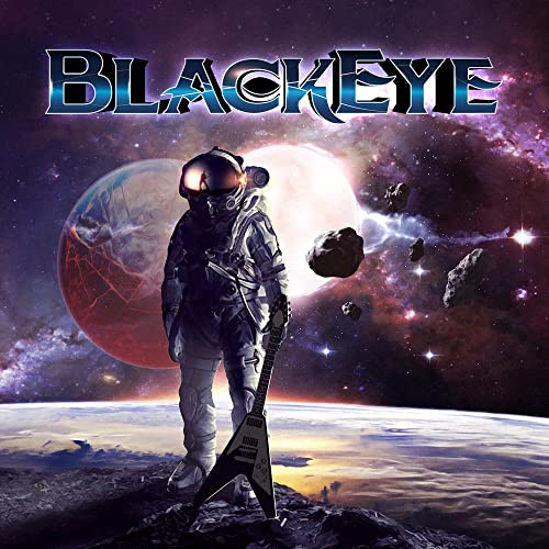 CD cover: astronaut with guitar in space, planet and rocks visible.