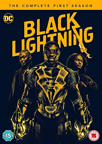 DVD cover featuring Black Lightning and two women against a dark background with yellow text.