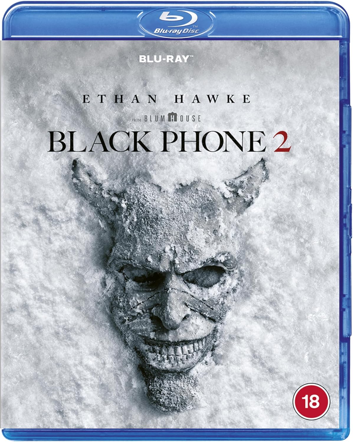 “Black Phone 2” Blu-ray cover with a menacing, masked figure in grayscale.