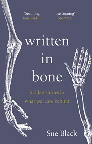 Book cover with white skeletal arm illustrations on a dark blue background.