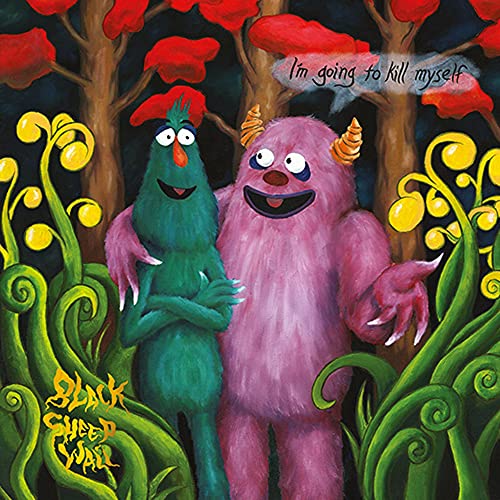 Painted CD cover with cartoon monsters in a dark, floral forest.