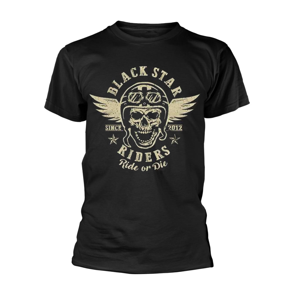 Black t-shirt with a skull and wings graphic, "Black Star Riders" text.
