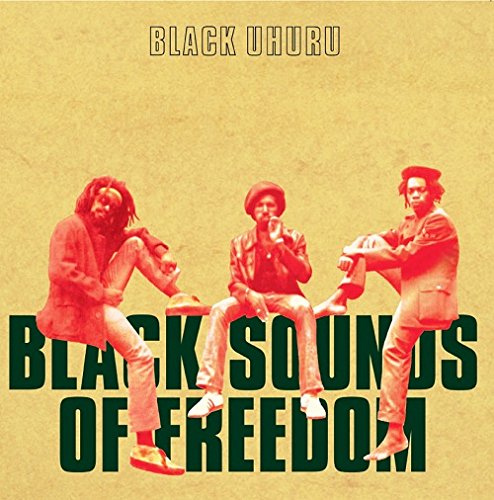 Black Uhuru album cover featuring three Rastafarian musicians on a yellow background.