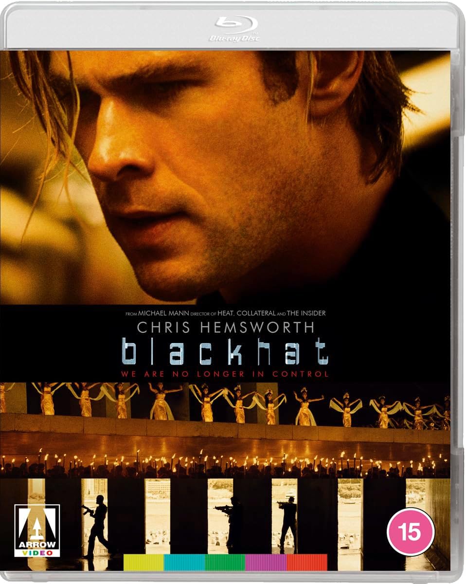 Blackhat" Blu-ray cover featuring Chris Hemsworth’s face and digital imagery.