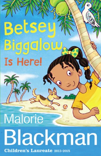 "Book cover featuring a young girl on a beach, holding a palm tree trunk."