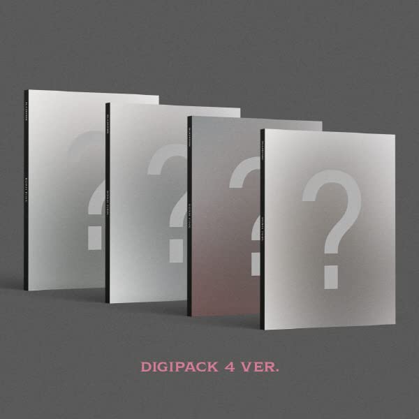 Four Blackpink "Born Pink" CD digipacks with question mark designs.