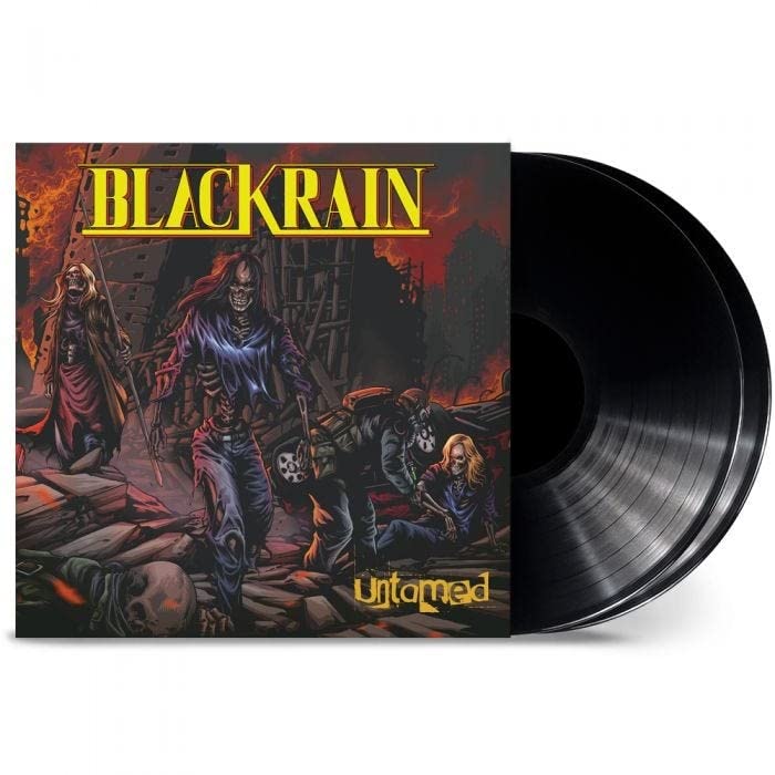 Blackrain "Untamed" vinyl record with apocalyptic cover art and two black discs.