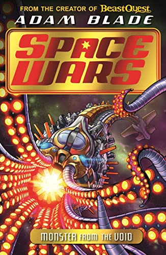 Book cover: robotic sea monster with glowing eyes in space.